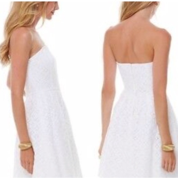 Lilly Pulitzer Caitlin White Lace Strapless Dress/ Size 2 - Picture 3 of 10